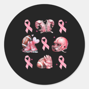 Sticker Rond En Octobre Nous Portons Rose Et Regardons Le Cance