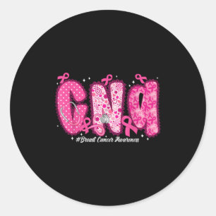 Sticker Rond En Octobre Nous Portons Rose Infirmière Cna Cancer