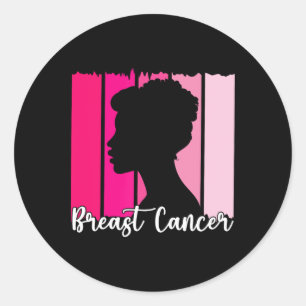 Sticker Rond En Octobre Nous Portons Rose Noir Afro Femmes Cass