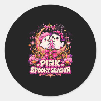 Sticker Rond En octobre, portez un sein de sorcière fantôme ros