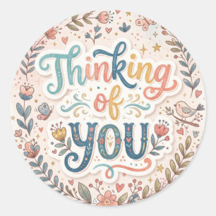 Sticker Rond En pensant à vous Floral Fantaisiste