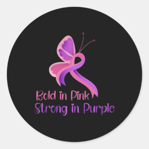 Sticker Rond En rose Forte Violences Violentes Cancer du Sein C