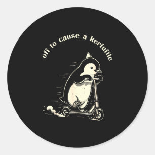 Sticker Rond En route pour causer une agitation drôle de mancho
