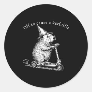 Sticker Rond En route pour causer une pagaille, Funny Groundhog