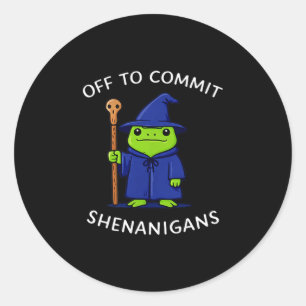 Sticker Rond En route pour commettre des bêtises wizard frog me