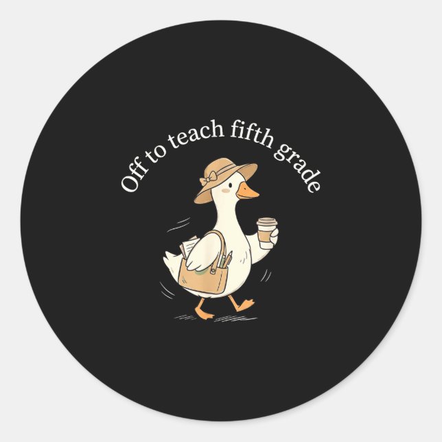 Sticker Rond En route pour enseigner le café pour enseignant d' (Devant)