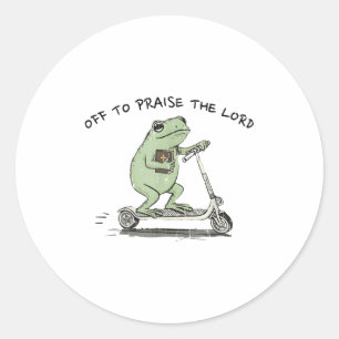 Sticker Rond En route pour louer le Seigneur, drôle de chrétien