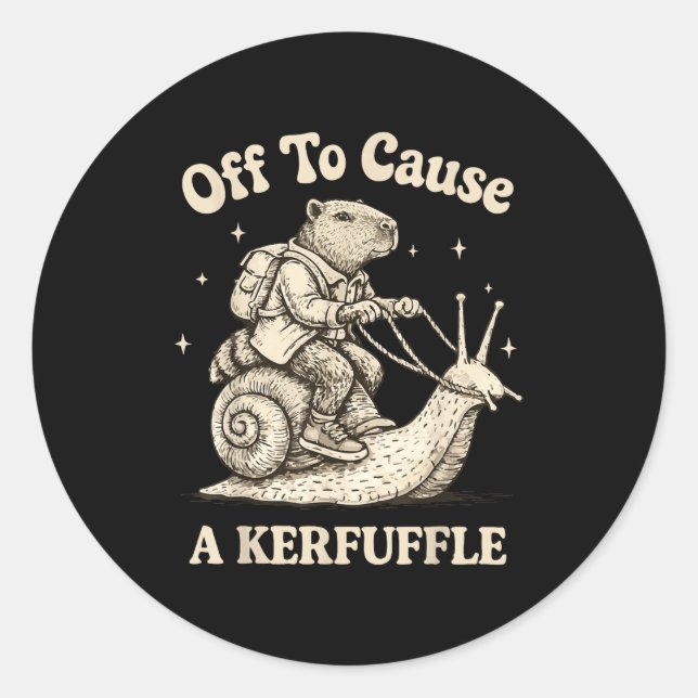 Sticker Rond En route pour provoquer un chahut sorcier capybara (Devant)