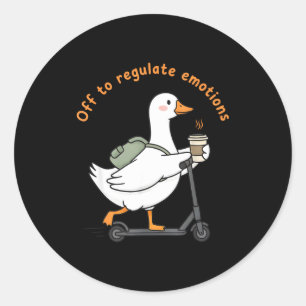 Sticker Rond En route pour réguler les émotions drôle d'oie de
