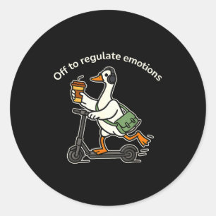 Sticker Rond En route pour réguler les émotions drôle d'oie idi