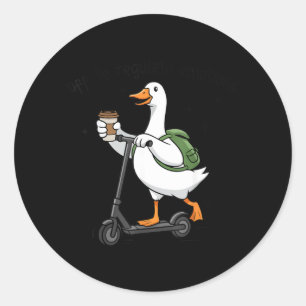 Sticker Rond En route pour réguler les émotions drôle d'oie sur