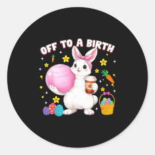 Sticker Rond En route pour une journée de Pâques de lapin doula