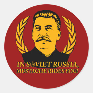 Sticker Rond En Russie Soviétique, Moustache Vous Dirige !