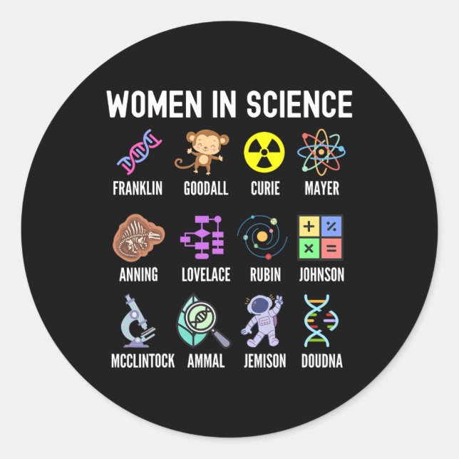 Sticker Rond En Science - Feminist Stem Girls Empowerment Kids (Devant)