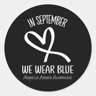 Sticker Rond En Septembre, Nous Portons Blue Alopecia Areata Aw
