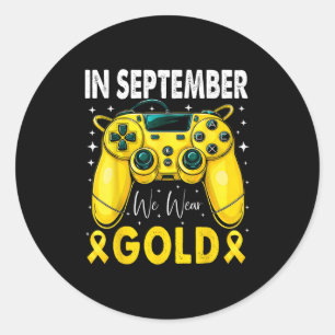 Sticker Rond En Septembre Nous Portons De L'or Gamer Boys Enfan