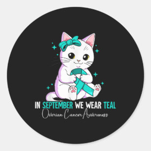 Sticker Rond En Septembre, Nous Portons Turquoise Sensibilisati