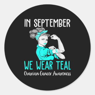 Sticker Rond En Septembre, Nous Portons Turquoise Sensibilisati