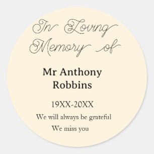 Sticker Rond En souvenir affectueux du nom mémorial funéraire