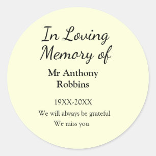 Sticker Rond En souvenir affectueux du nom mémorial funéraire
