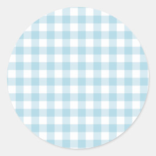 Sticker Rond En vichy bleu pâle