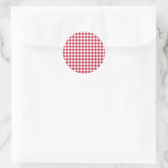 Sticker Rond En vichy classique rouge cerise (Sac)