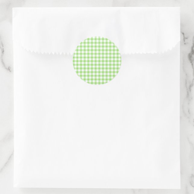Sticker Rond En vichy classique vert printemps (Sac)
