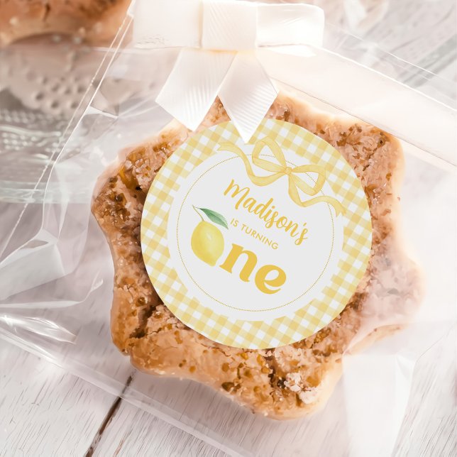 Sticker Rond en vichy Lemon Thème 1er anniversaire (Créateur téléchargé)