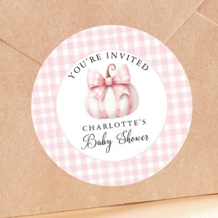 Sticker Rond En vichy Pink petit Citrouille
