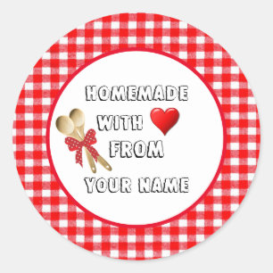 Sticker rond En vichy rouge amoureux fait maison