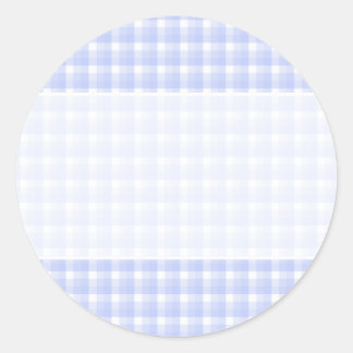 Sticker Rond en vichy vérifier le motif. Bleu clair et blanc.