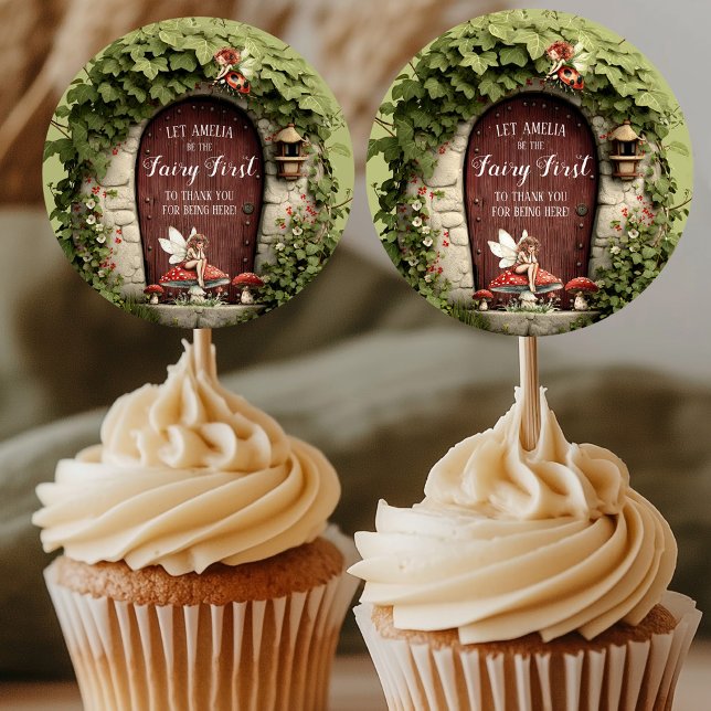 Sticker Rond Enchanted Fairy First Birthday Thank You  (Enchanted Fairy First Birthday Thank You Classic Round Sticker)