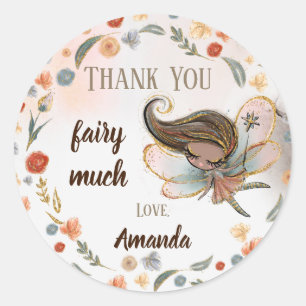 Sticker Rond Enchanted Forest Fairy Girl Anniversaire Favoriser