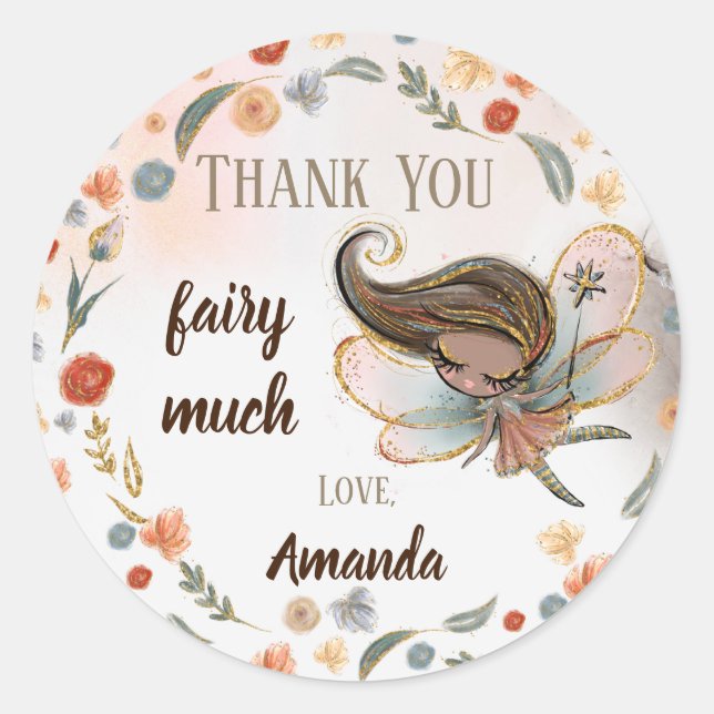 Sticker Rond Enchanted Forest Fairy Girl Anniversaire Favoriser (Devant)