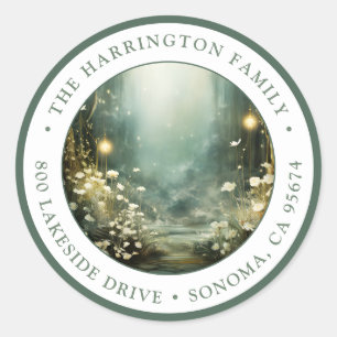 Sticker Rond Enchanted Forest Woodland Adresse de retour