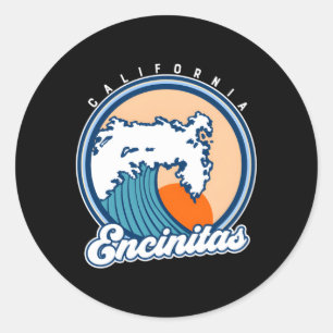 Sticker Rond Encinitas California Surf Wave