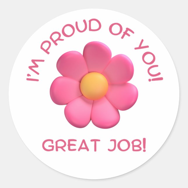 Sticker Rond encouragement de l'enseignant, fleur rose mignonne (Devant)