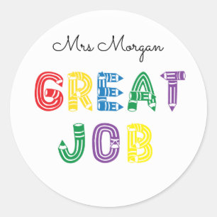 Sticker Rond encouragement de l'enseignant grand emploi crayon