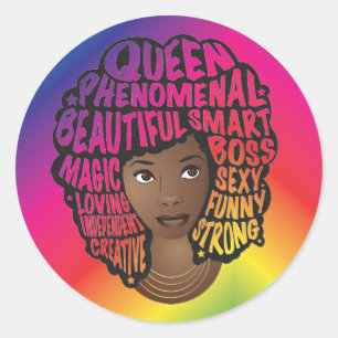 Sticker Rond Encourager les femmes noires, cheveux naturels, ar