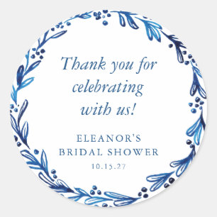 Sticker Rond Encre bleue indigo personnalisée pour la douche de