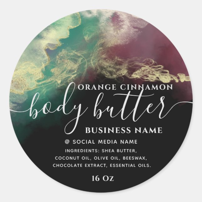 Sticker Rond Encre d'alcool dorée abstraite script moderne  (Devant)