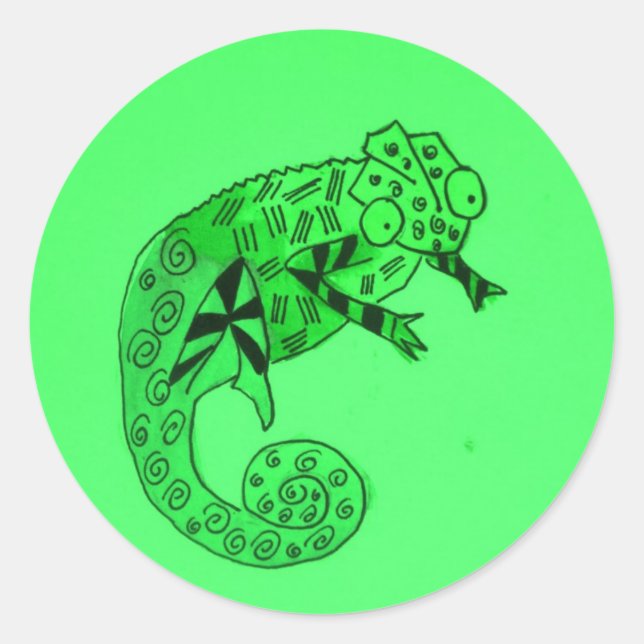 Sticker Rond encre de caméléon vert (Devant)
