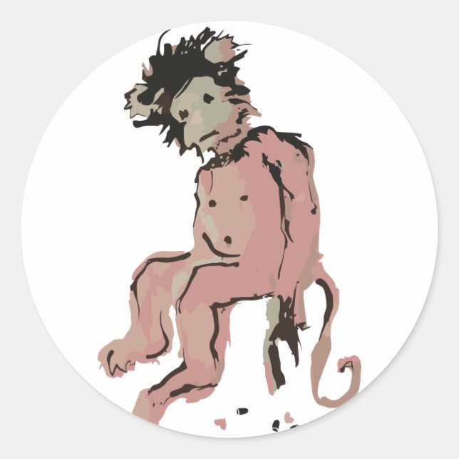 Sticker Rond encre de singe (Devant)