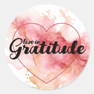 Sticker Rond Encre Rose De Gratitude 
