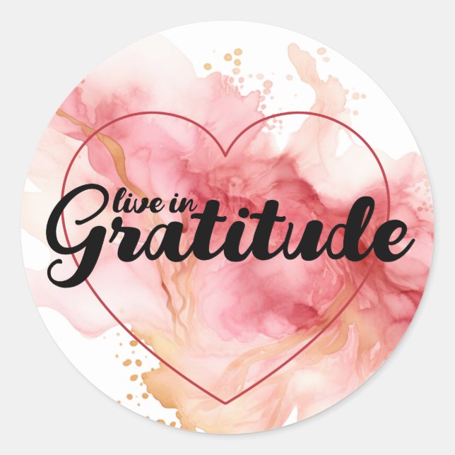 Sticker Rond Encre Rose De Gratitude  (Devant)