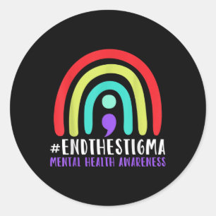Sticker Rond #endthestigma - Semicolon de sensibilisation à la