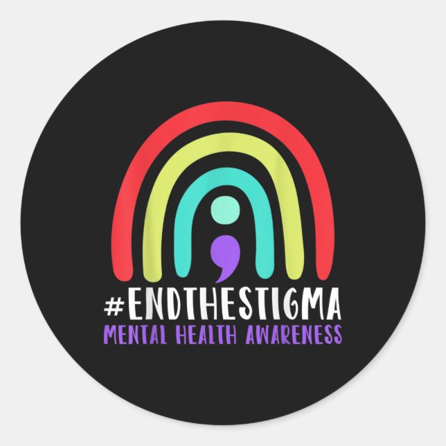 Sticker Rond #endthestigma - Semicolon de sensibilisation à la  (Devant)