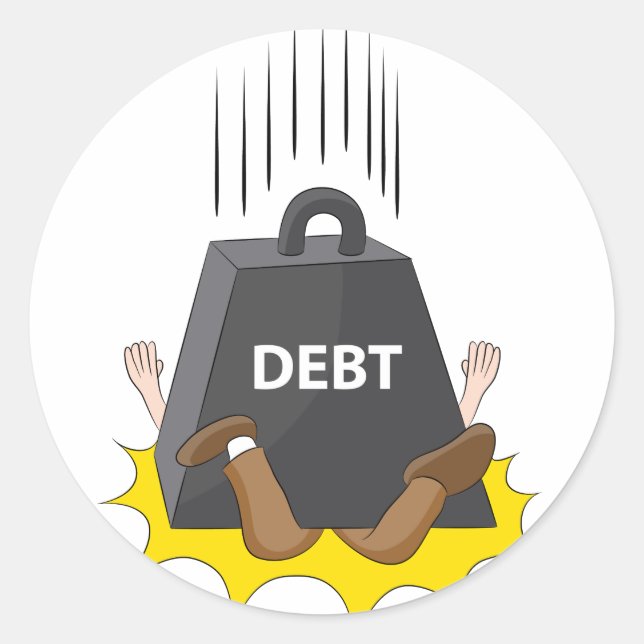 Sticker Rond Endurcissement de la dette Cartoon Anvil (Devant)