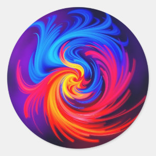 Sticker Rond Énergétique Abstrait wirl en bleu rouge et jaune