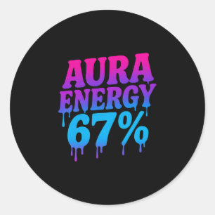 Sticker Rond Énergie Aura à 67 Mème Drôle Six Sept Aura Farmin